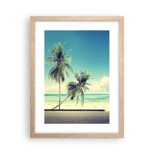 Plagát v ráme zo svetlého duba - Prázdniny, je čas začať - 30x40 cm