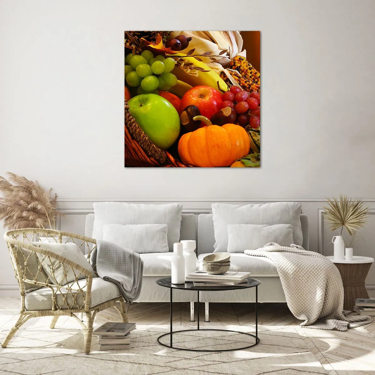 Obraz na skle - Košík úrody - 60x60 cm