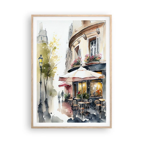 Plagát v ráme zo svetlého duba - Parížske ráno - 70x100 cm