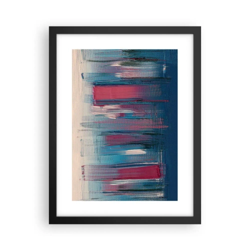 Plagát v čiernom ráme - Vertikálna kompozícia v modrej a červenej - 30x40 cm