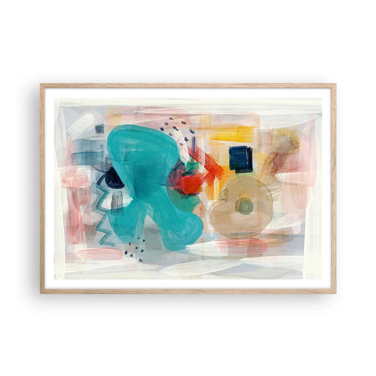 Plagát v ráme zo svetlého duba - Farebná hra - 100x70 cm