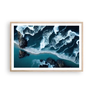 Plagát v ráme zo svetlého duba - Zahalené do vĺn - 91x61 cm