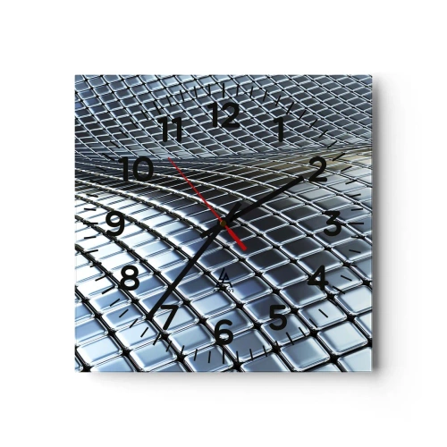 Nástenné hodiny - Kovová strieborná vlna - 40x40 cm