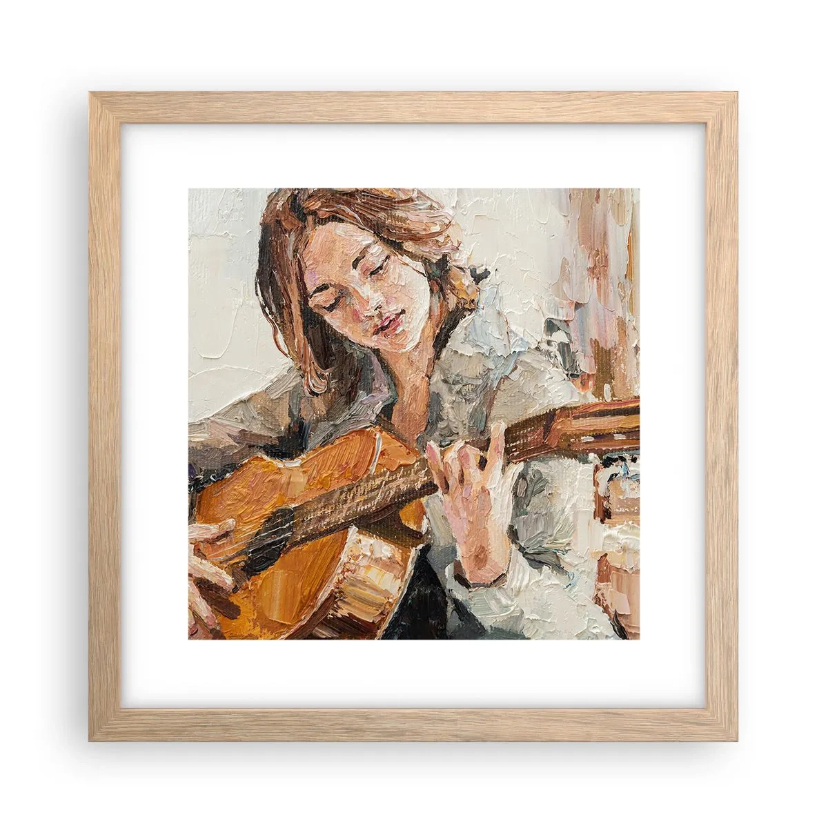 Plagát v ráme zo svetlého duba - Koncert pre gitaru a dievčenské srdce - 30x30 cm