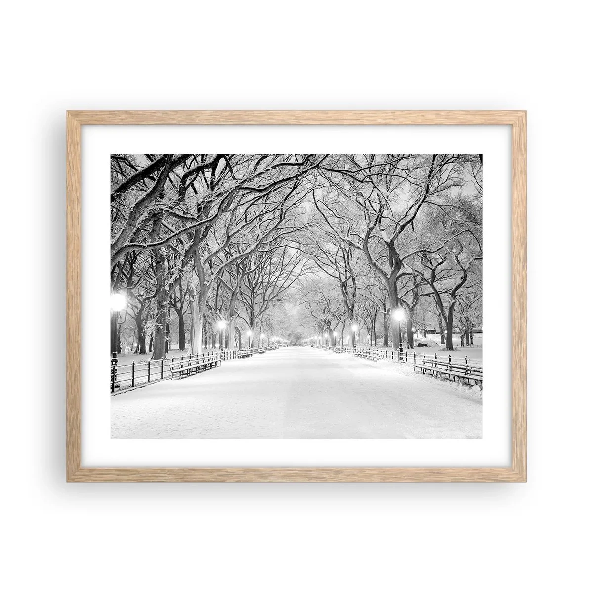 Plagát v ráme zo svetlého duba - Štyri ročné obdobia – zima - 50x40 cm