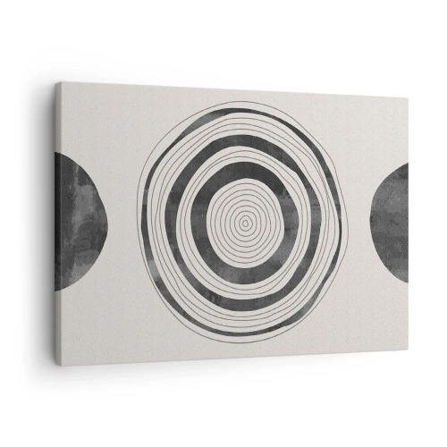 Obraz na plátne - Minimalistické čiernobiele kruhy na svetlom pozadí - 70x50cm - Dôležité je to, čo je uprostred - Moderná nástenná dekorácia do obývacej izby a spálne ARTTOR