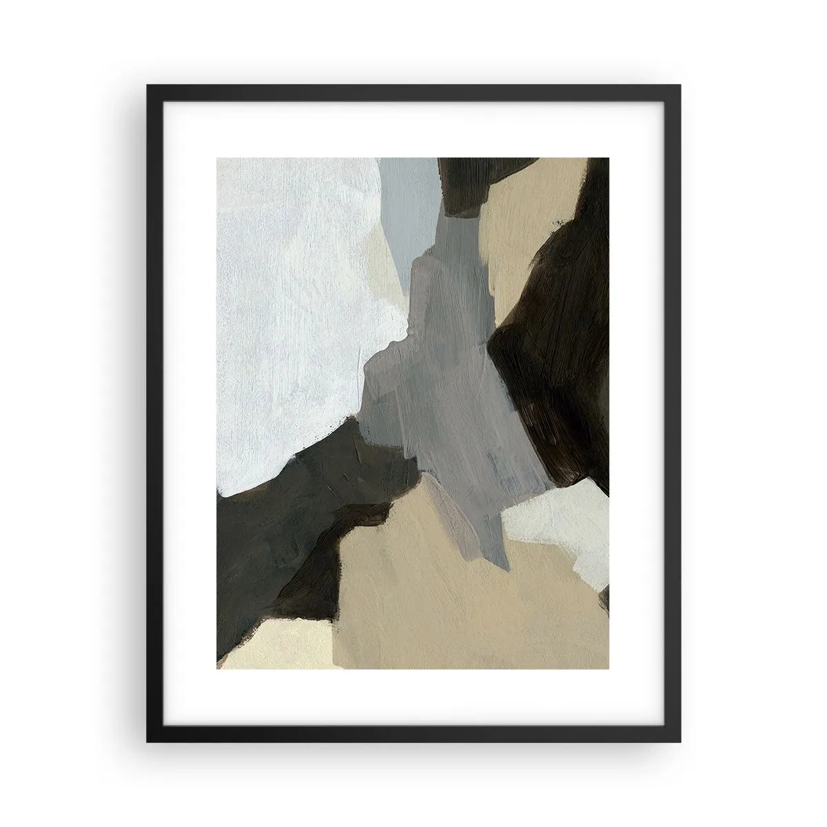 Plagát v čiernom ráme - Abstrakcia: križovatka šedej - 40x50 cm