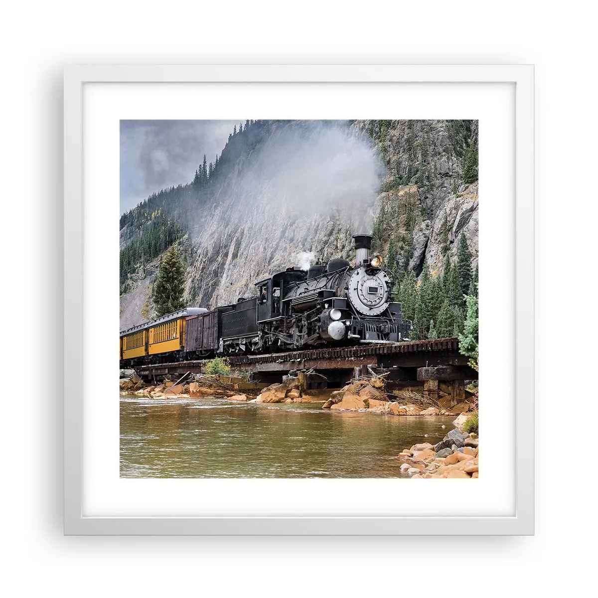 Plagát v bielom ráme - A kam to? Kam? - 40x40 cm