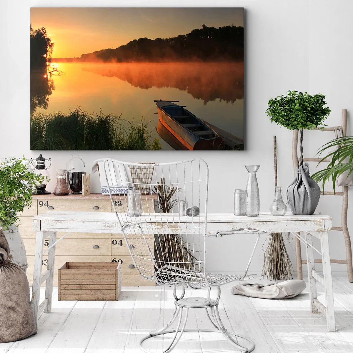 Obraz na plátne - Východ slnka pri vode ako povrch zrkadla - 120x80 cm