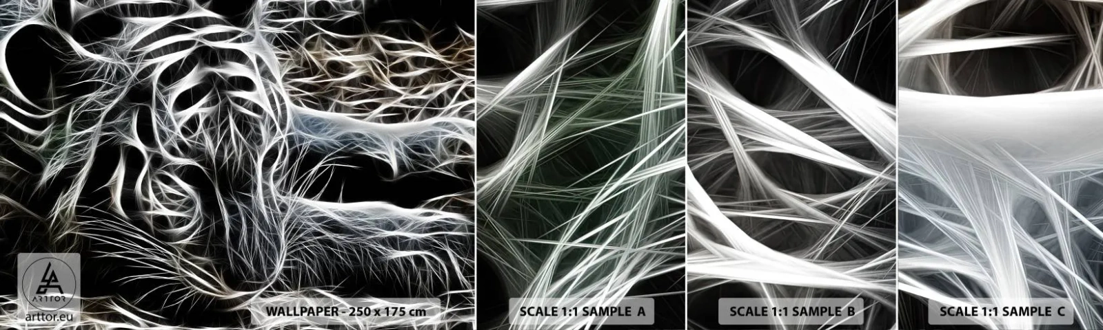 Vzorka Fototapeta Standard Eco - Štúdia mačacej ľahkosti - Abstrakcia, Tiger, Zvieratá - 100x30 cm