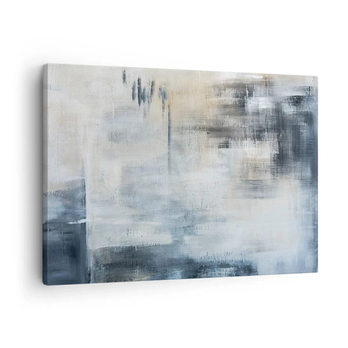 Obraz na plátne - Abstraktná kompozícia v odtieňoch modrej a sivej - 70x50cm - Za závojom modrej - Moderná nástenná dekorácia do obývacej izby a spálne ARTTOR