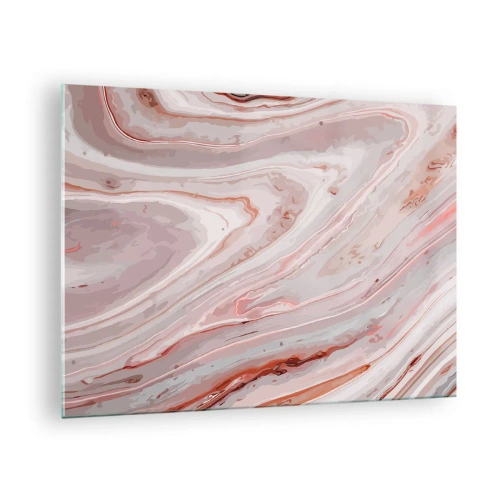 Obraz na skle - Abstraktný vzor v odtieňoch ružovej a hnedej - 70x50cm - Tekutá ružová - Moderná nástenná dekorácia do obývacej izby a spálne ARTTOR