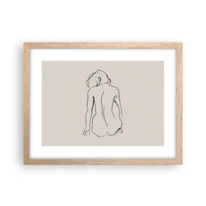 Plagát v ráme zo svetlého duba - Dievčenský akt - 40x30 cm