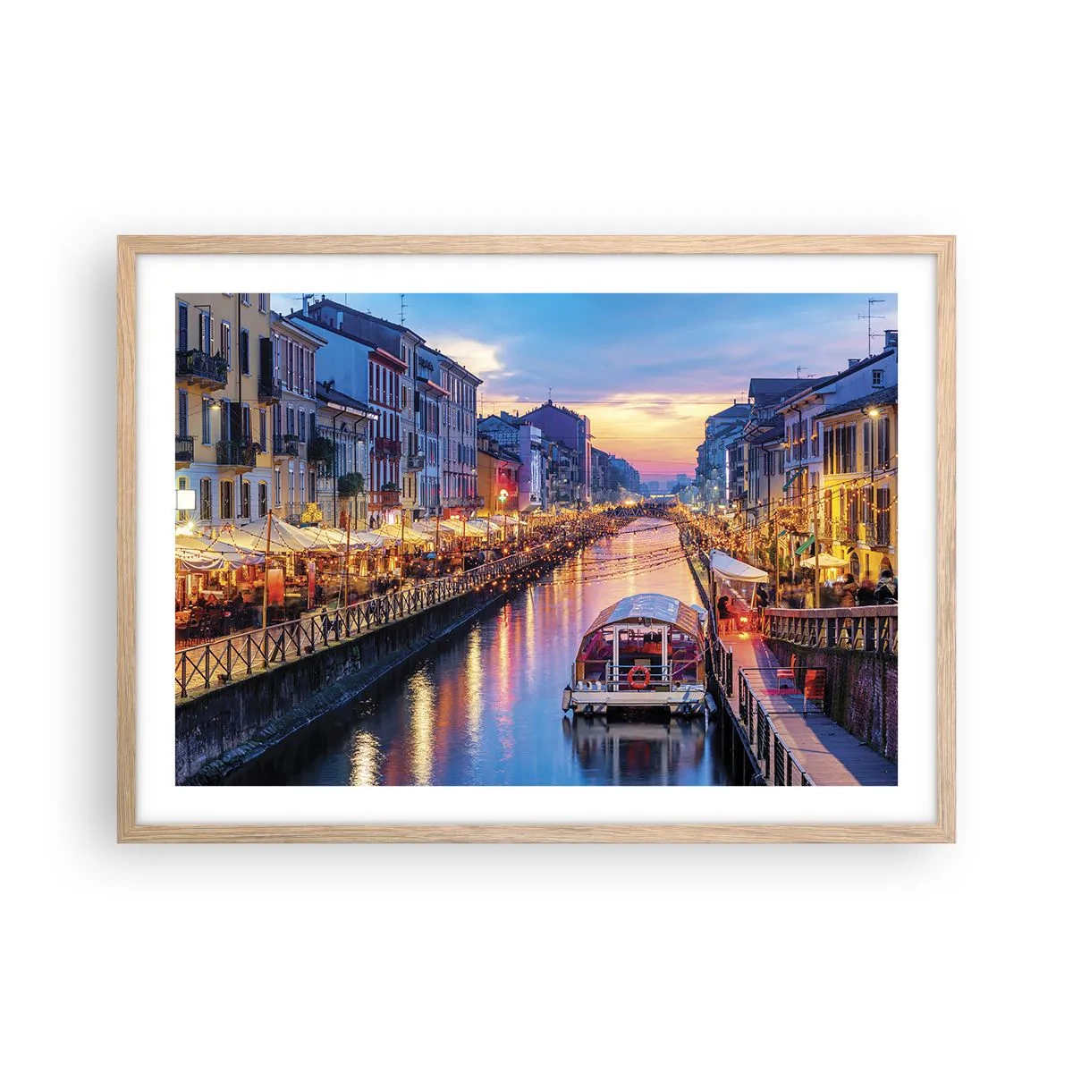 Plagát v ráme zo svetlého duba - Večer plný svetla a zábavy - 70x50 cm