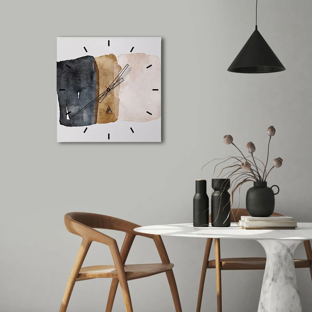 Nástenné hodiny - Kompozícia zemitých farieb - 40x40 cm