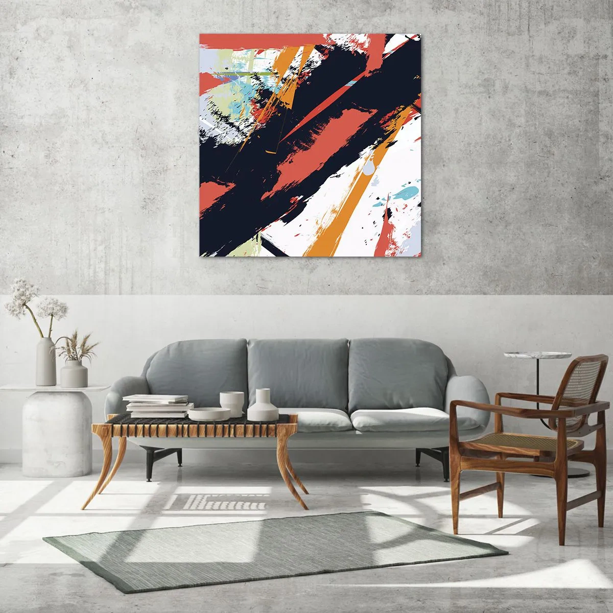 Obraz na skle - Dynamická kompozícia - 70x70 cm