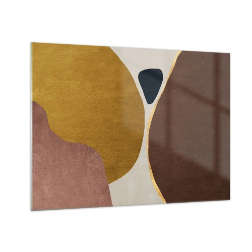 Obraz na skle - Minimalistická kompozícia abstraktných tvarov - 70x50cm - Abstrakcia – miesto v priestore - Moderná nástenná dekorácia do obývacej izby a spálne ARTTOR
