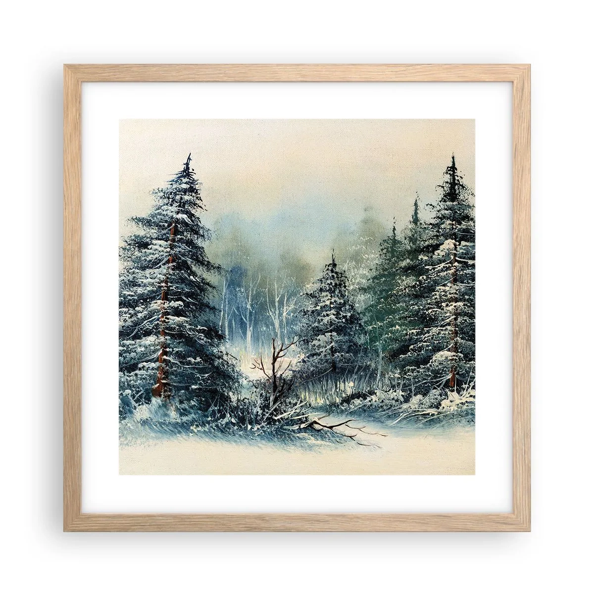 Plagát v ráme zo svetlého duba - Pripravenie na Vianoce - 40x40 cm