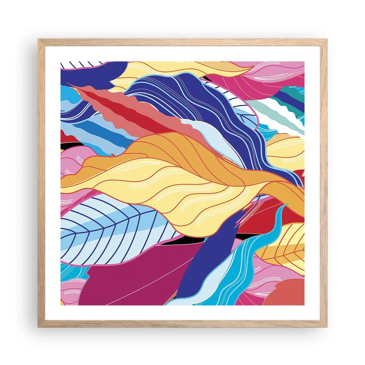 Plagát v ráme zo svetlého duba - Farebný neporiadok - 60x60 cm