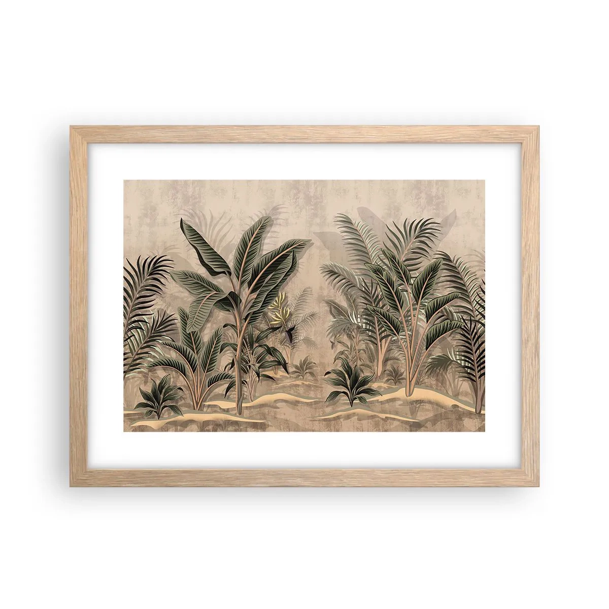 Plagát v ráme zo svetlého duba - Rytina v koloniálnom štýle - 40x30 cm