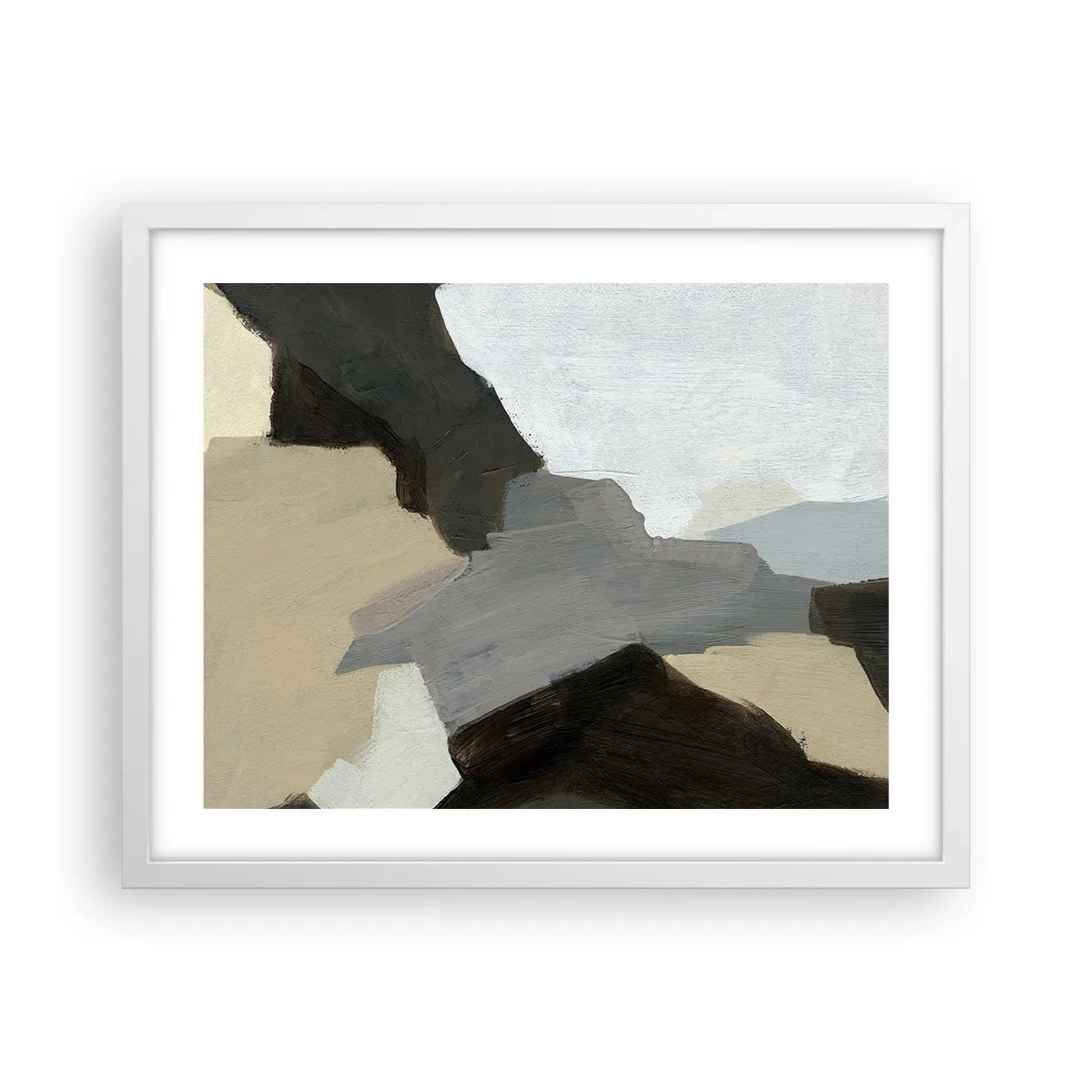 Plagát v bielom ráme - Abstrakcia: križovatka šedej - 50x40 cm