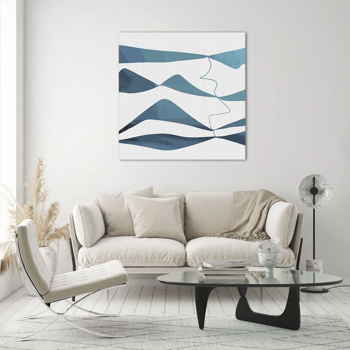 Obraz na skle - Abstrakcia: tyrkysový vzťah - 70x70 cm