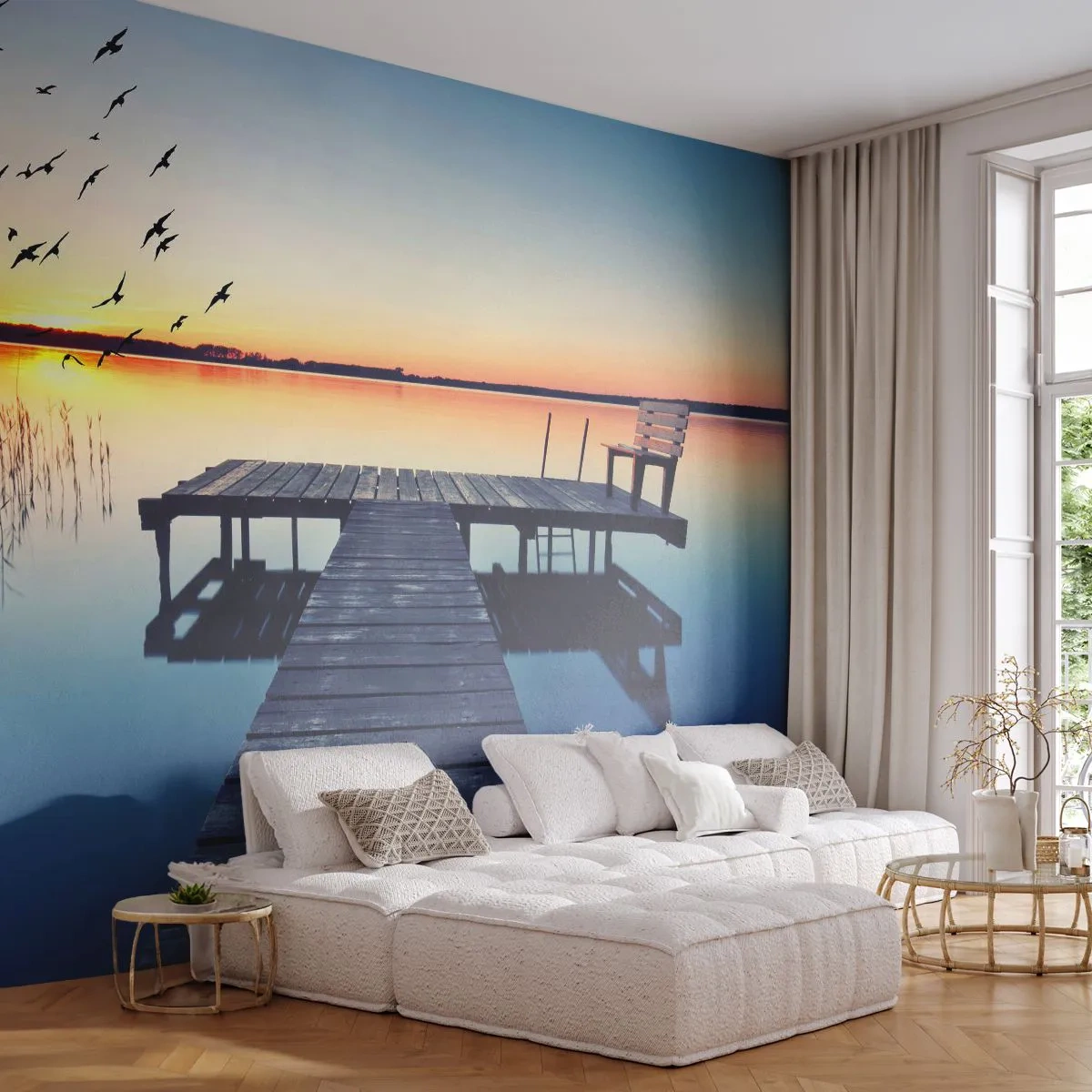 Fototapeta Premium Sand - To bol dobrý deň - Krajina, Jazero, Drevený most - 100x70 cm