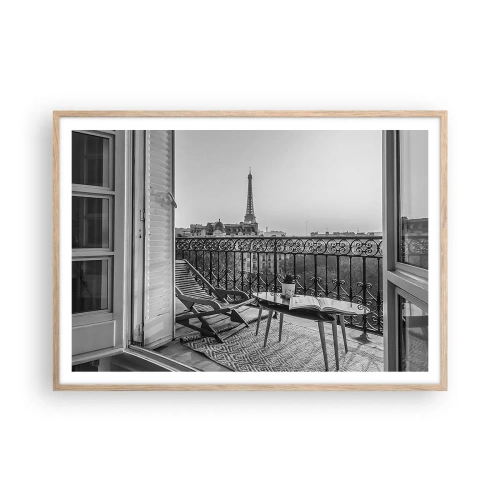 Plagát v ráme zo svetlého duba - Parížske popoludnie - 100x70 cm