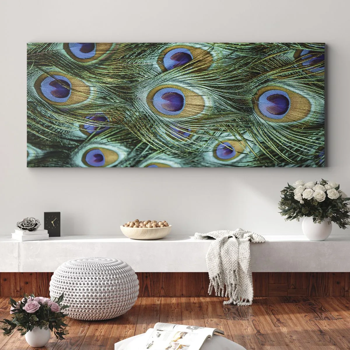 Obraz na plátne - Páví pohľad - 100x40 cm
