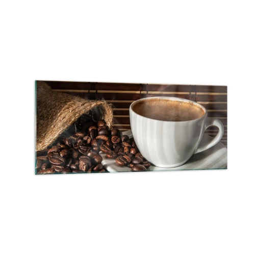 Obraz na skle - Čiernosť uhlia, priezračnosť jantáru - 120x50 cm