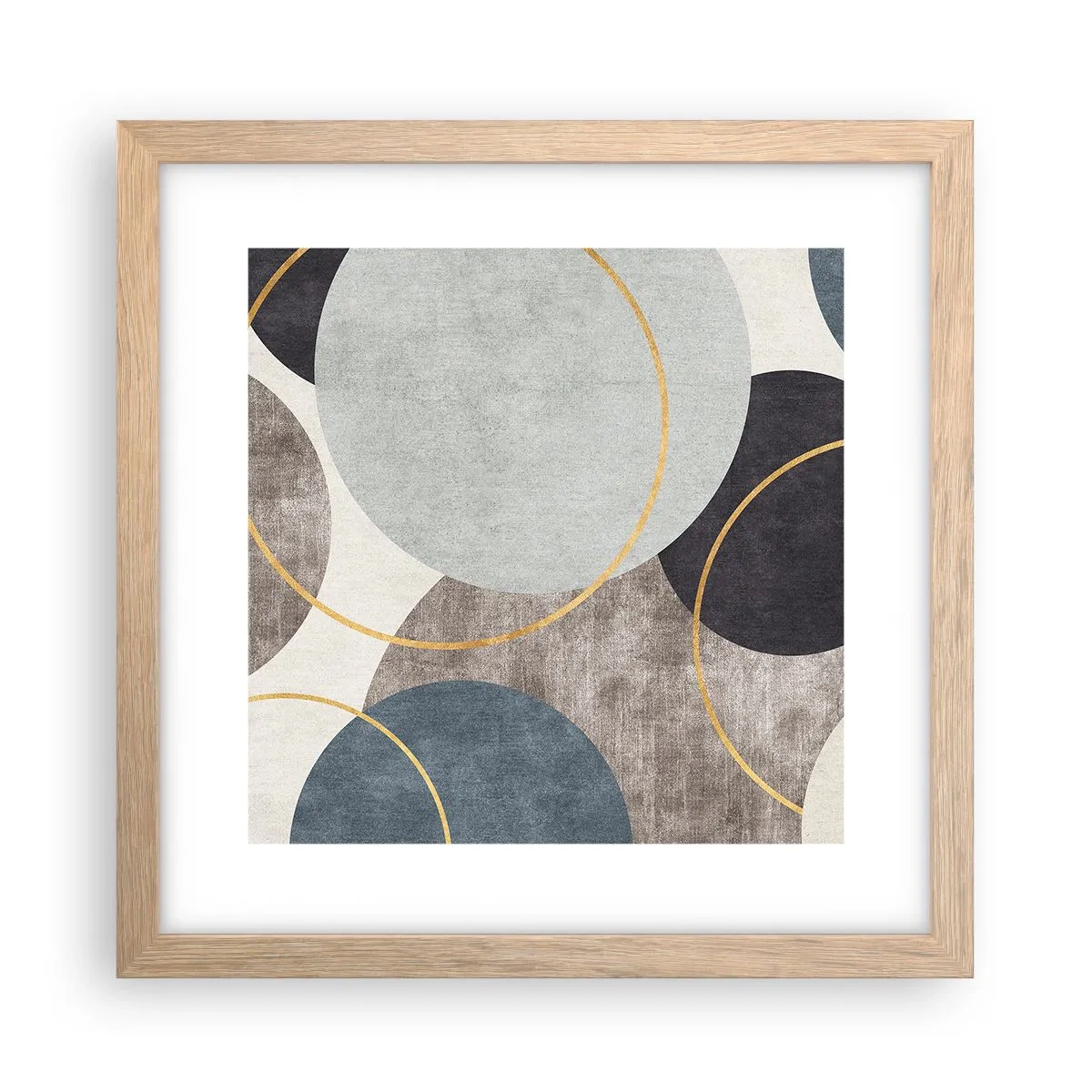 Plagát v ráme zo svetlého duba - Kruh za kruhom - 30x30 cm