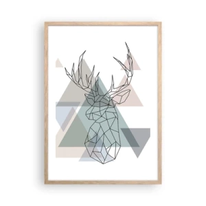 Plagát v ráme zo svetlého duba - V geometrickom lese - 50x70 cm