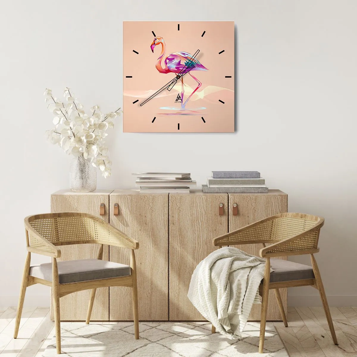 Nástenné hodiny - Vták dobrých emócií - 40x40 cm