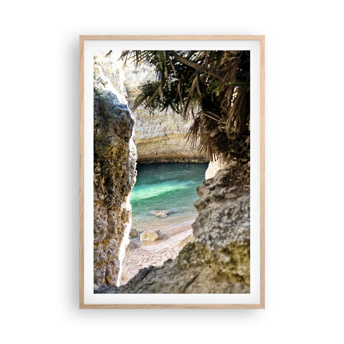 Plagát v ráme zo svetlého duba - Tyrkysová zátoka - 61x91 cm
