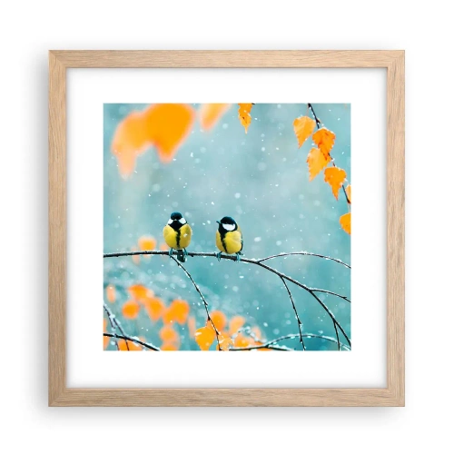 Plagát v ráme zo svetlého duba - Vtáčie klebety - 30x30 cm