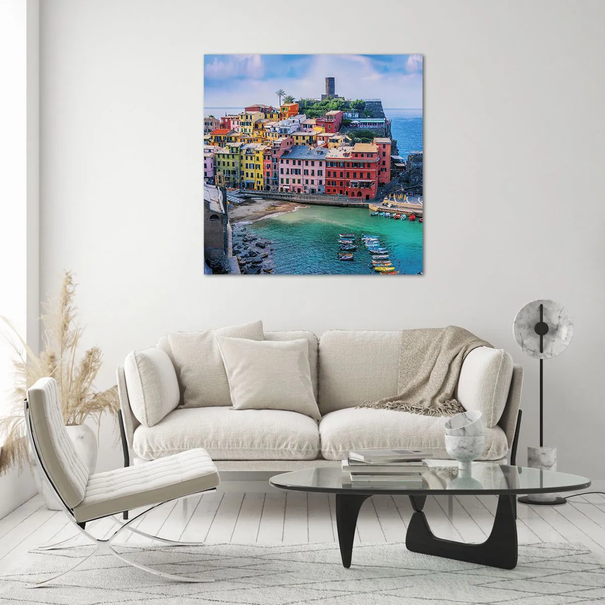 Obraz na skle - Stredomorské kúzelné mestečko - 60x60 cm