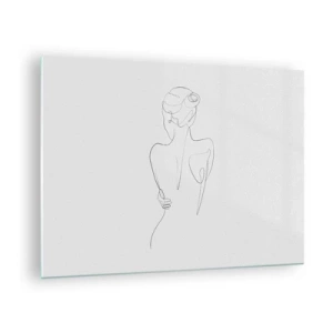 Obraz na skle - Jemná jednoriadková skica ženy zozadu. - 70x50cm - Hudba tela - Moderná nástenná dekorácia do obývacej izby a spálne ARTTOR