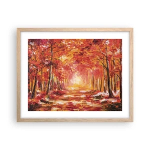 Plagát v ráme zo svetlého duba - Medený les - 50x40 cm