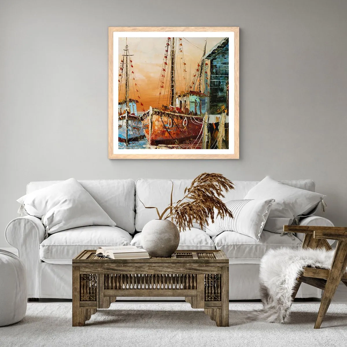 Plagát v ráme zo svetlého duba - Pokojný návrat - 40x40 cm