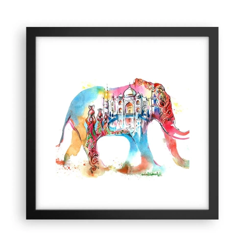 Plagát v čiernom ráme - India - aura lásky - 30x30 cm