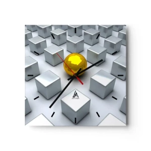 Nástenné hodiny - Prečo ja? Geometrická kompozícia - 40x40 cm