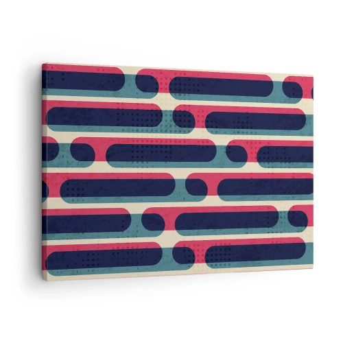 Obraz na plátne - Geometrický retro vzor s pastelovými farbami - 70x50cm - Dovnútra a dopredu - Moderná nástenná dekorácia do obývacej izby a spálne ARTTOR