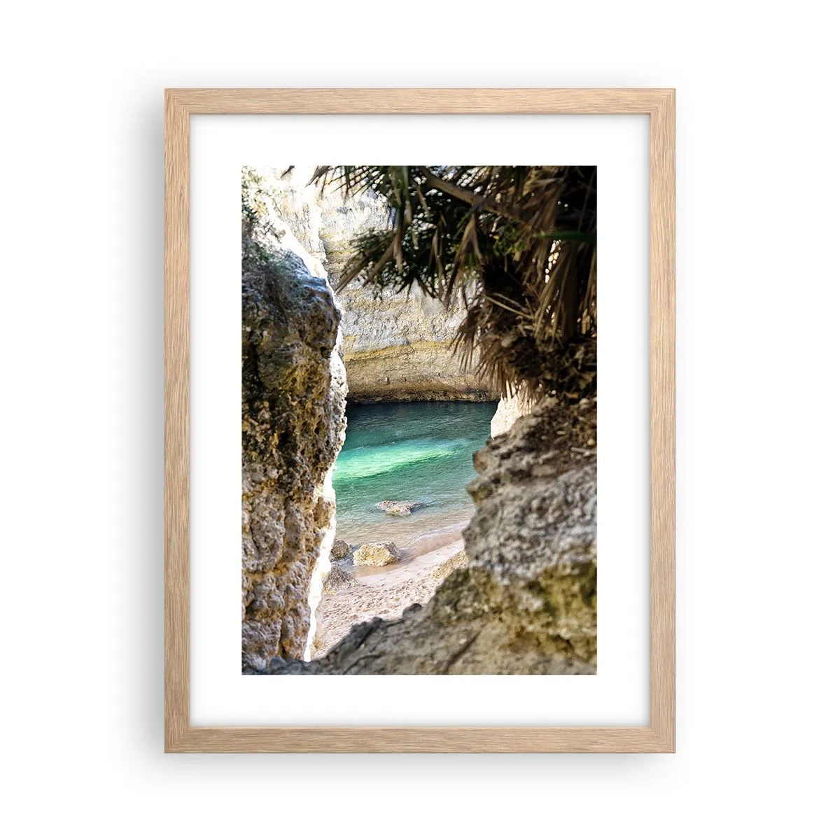 Plagát v ráme zo svetlého duba - Tyrkysová zátoka - 30x40 cm