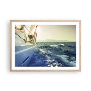 Plagát v ráme zo svetlého duba - Za dobrodružstvom - 70x50 cm