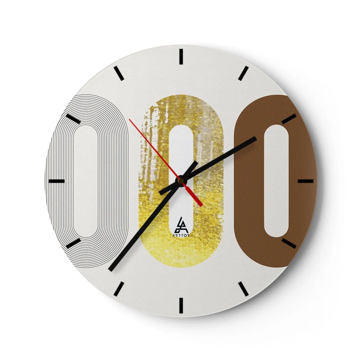 Nástenné hodiny - Abstraktná kompozícia geometrických tvarov a textúr - 30x30cm - Ooo! - Moderná nástenná dekorácia do obývacej izby, kuchyne a spálne ARTTOR