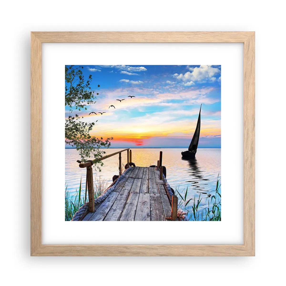 Plagát v ráme zo svetlého duba - Dobrý večer - 30x30 cm