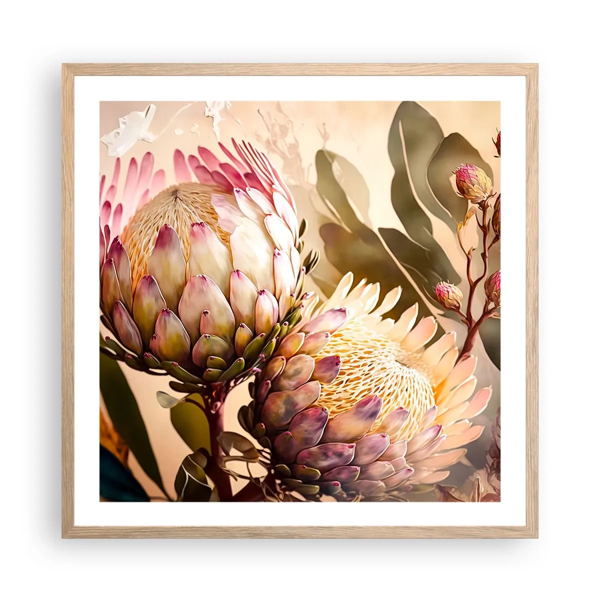 Plagát v ráme zo svetlého duba - Nežne objaté - 60x60 cm