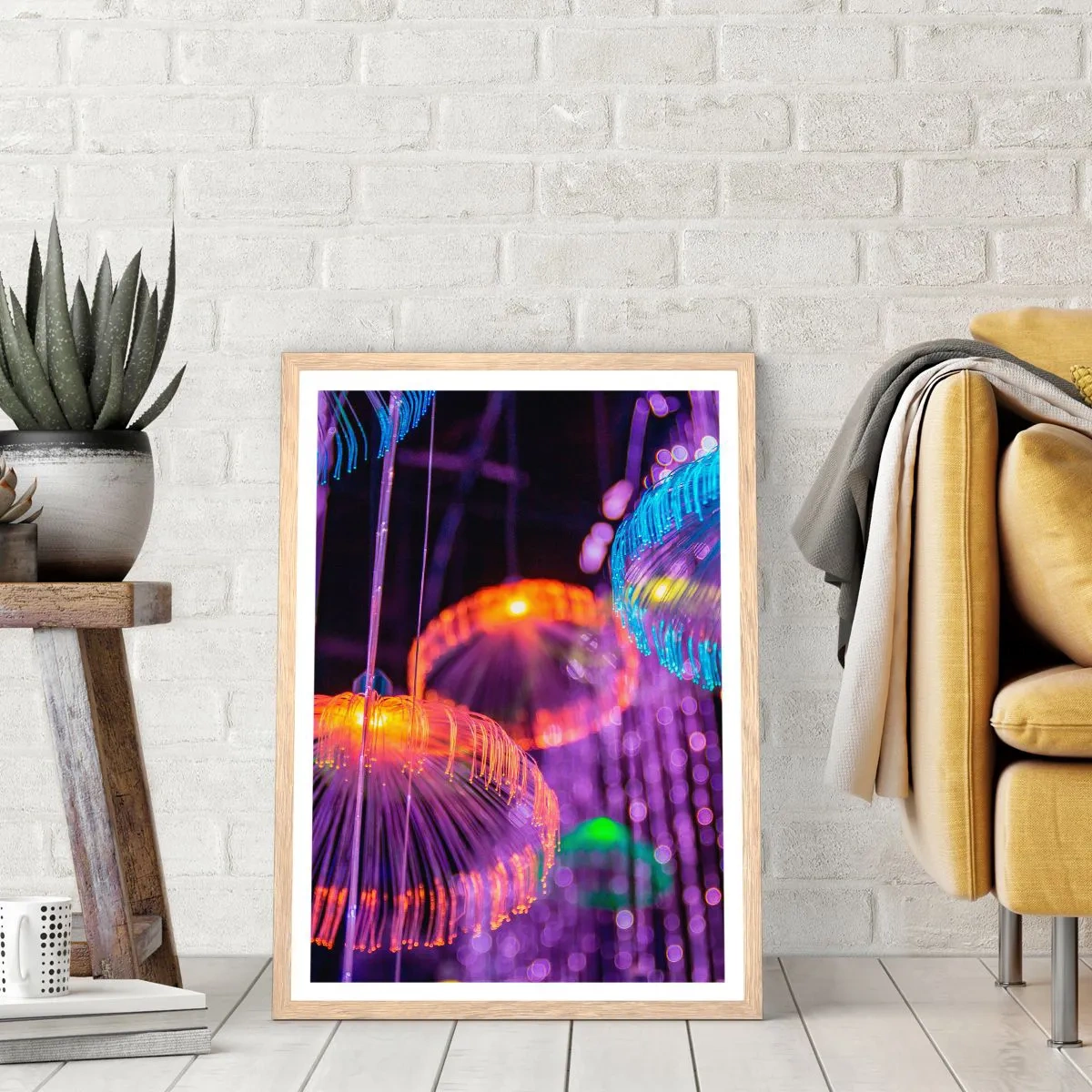 Plagát v ráme zo svetlého duba - Svetelná fontána - 30x40 cm