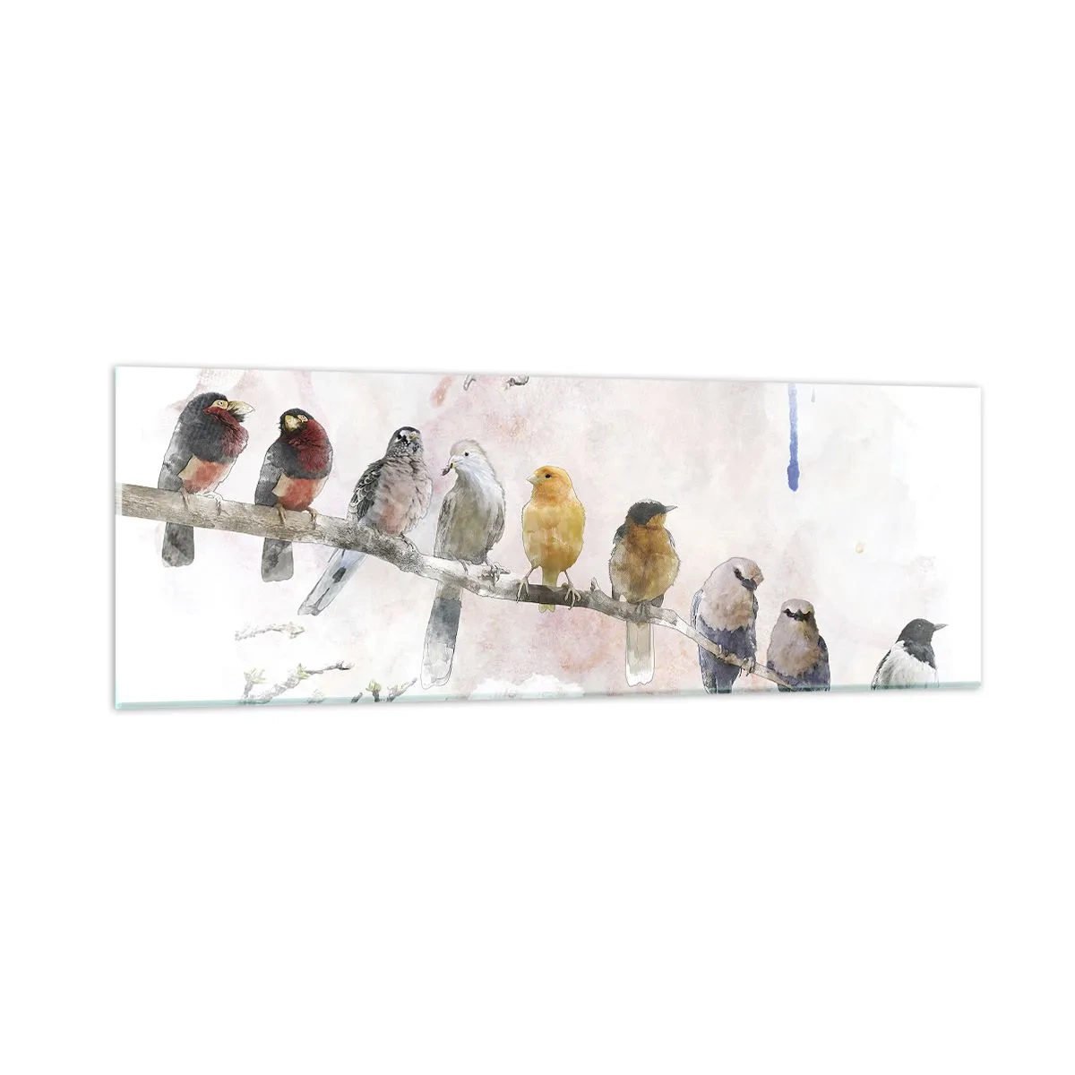 Obraz na skle - Okrídlené stretnutie - 90x30 cm