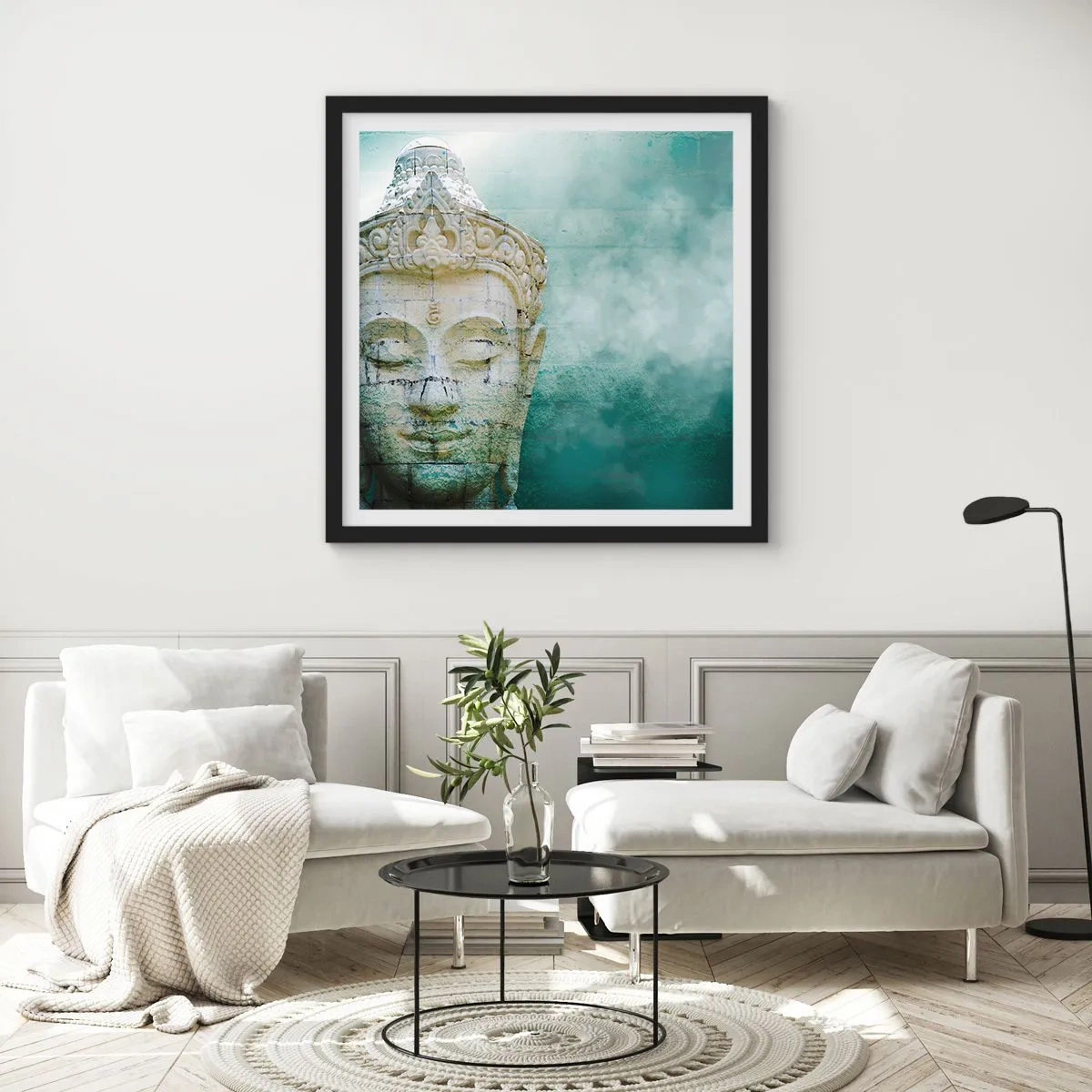 Plagát v čiernom ráme - Hľadajúc svetlo - 50x50 cm